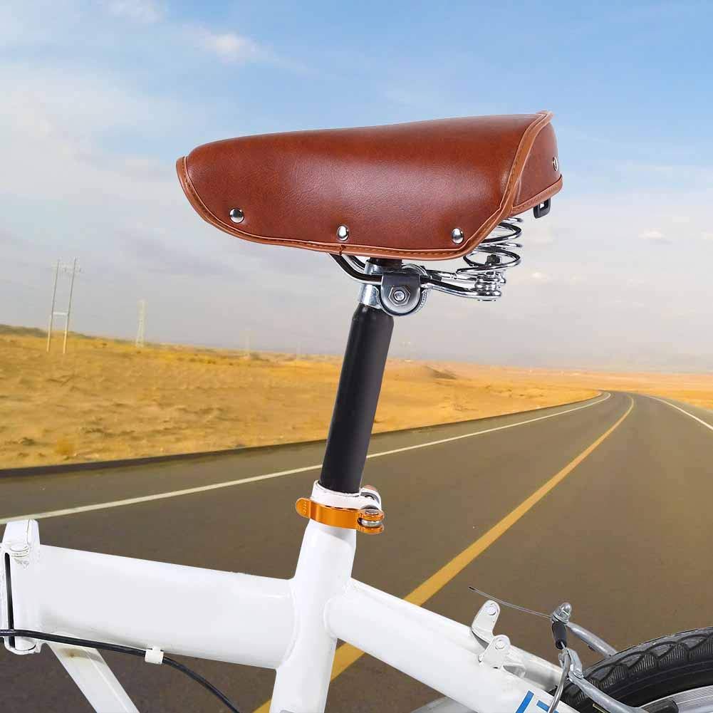Broco Sella Bici, Sella Bici D'Epoca Marrone Con Molle E Rivetti Universale Per Bici City Trekking Strada Regolabile Ammortizzata
