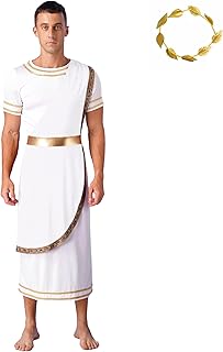 Mens Greek Roman Prince Costume God Toga Caesar Deluxe Senator Robe for Cosplay Party