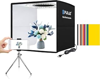 PULUZ 10x10 Mini Photo Studio Light Box: Portable Folding Tent, CRI>95 104 LED Lights, 6 Double-Sided Backgrounds for Jewelry & Small Products