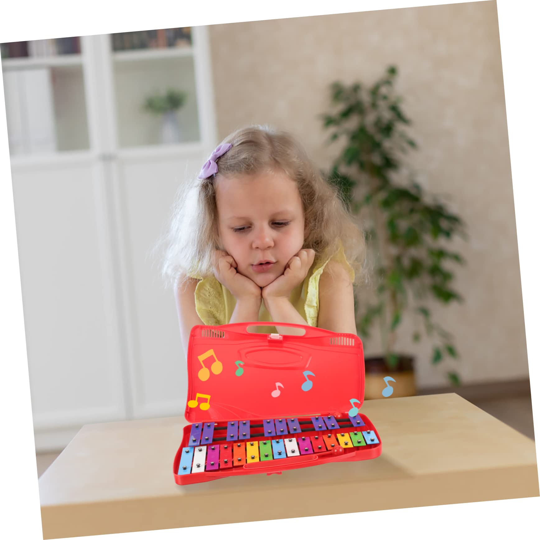 SUPVOX Xilófono de Percusión para Niños 25 Tonos, Instrumento Musical Educativo Seguro y Fiable Teclas de Hierro y Cuerpo de Plástico Adecuado para Aprendizaje Musical