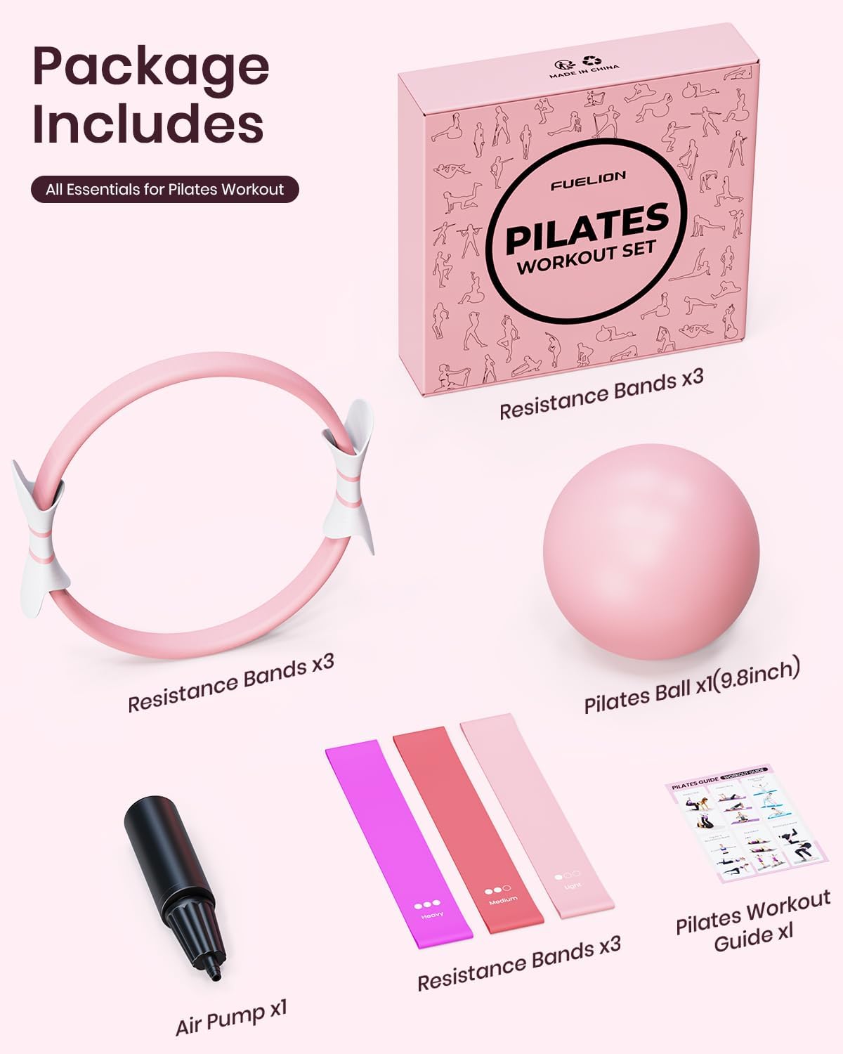 Pilates Ring Set for Women, Home Workout Pilates Equipment with Resistance Bands, 14'' Magic Circle, Mini Ball, Pilates Starter Kit for Strength, Toning and Flexibility - Image 7