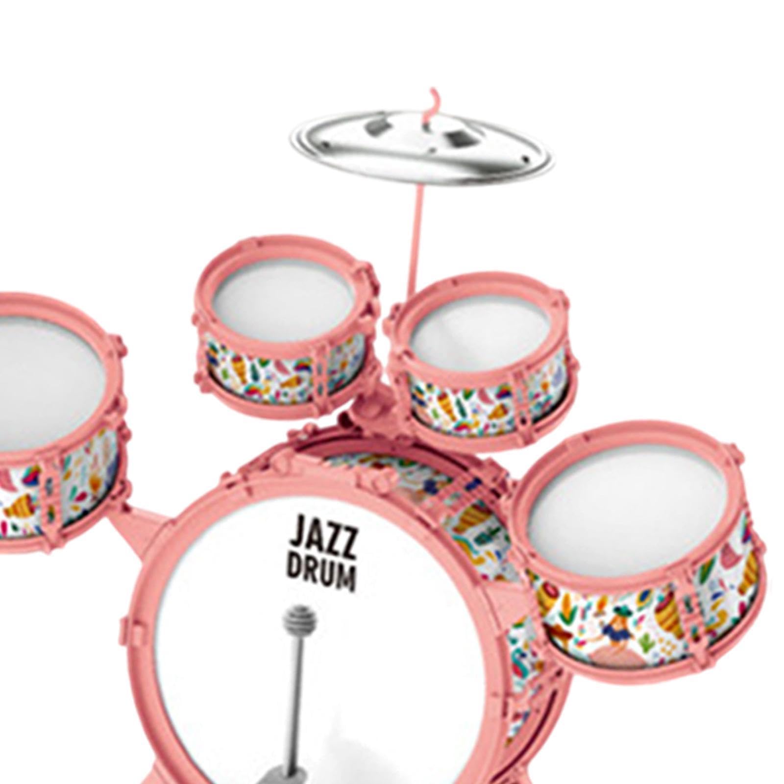 Batterie pour Enfants avec Cymbales pour La Pratique et L'apprentissage, Rose