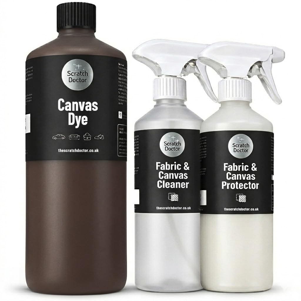 The Scratch Doctor Dark Brown Scratch Doctor Canvas Dye Kit Restore Faded Colour On Convertible Car, Boat Roof, Awning & Soft Top (, 1000Ml)