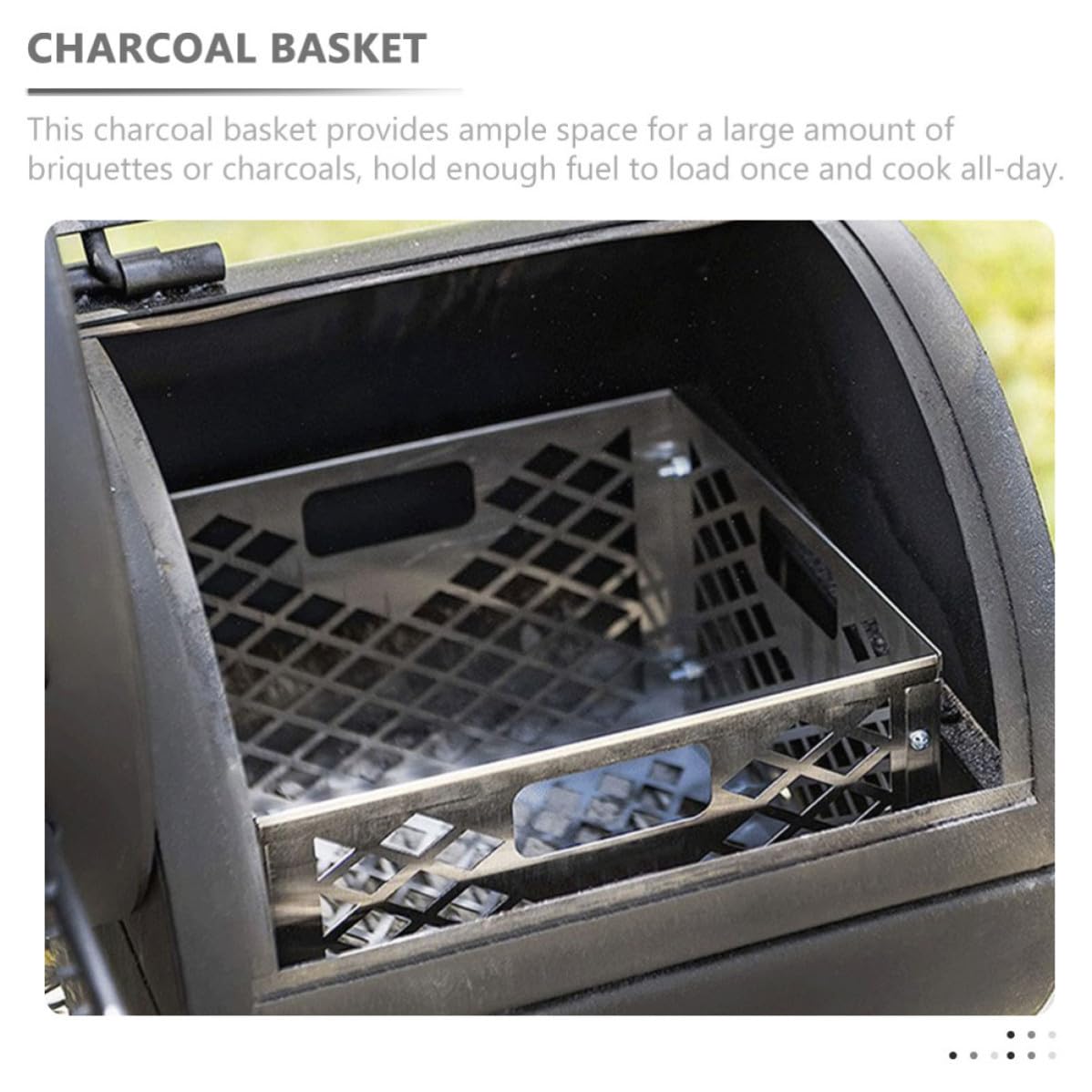 Cestino per Carbone da Barbecue in Acciaio Inox Argento, Robusto | Box per Affumicatore, Calore Uniforme, Facile da Pulire e Installare, Accessorio per Griglia