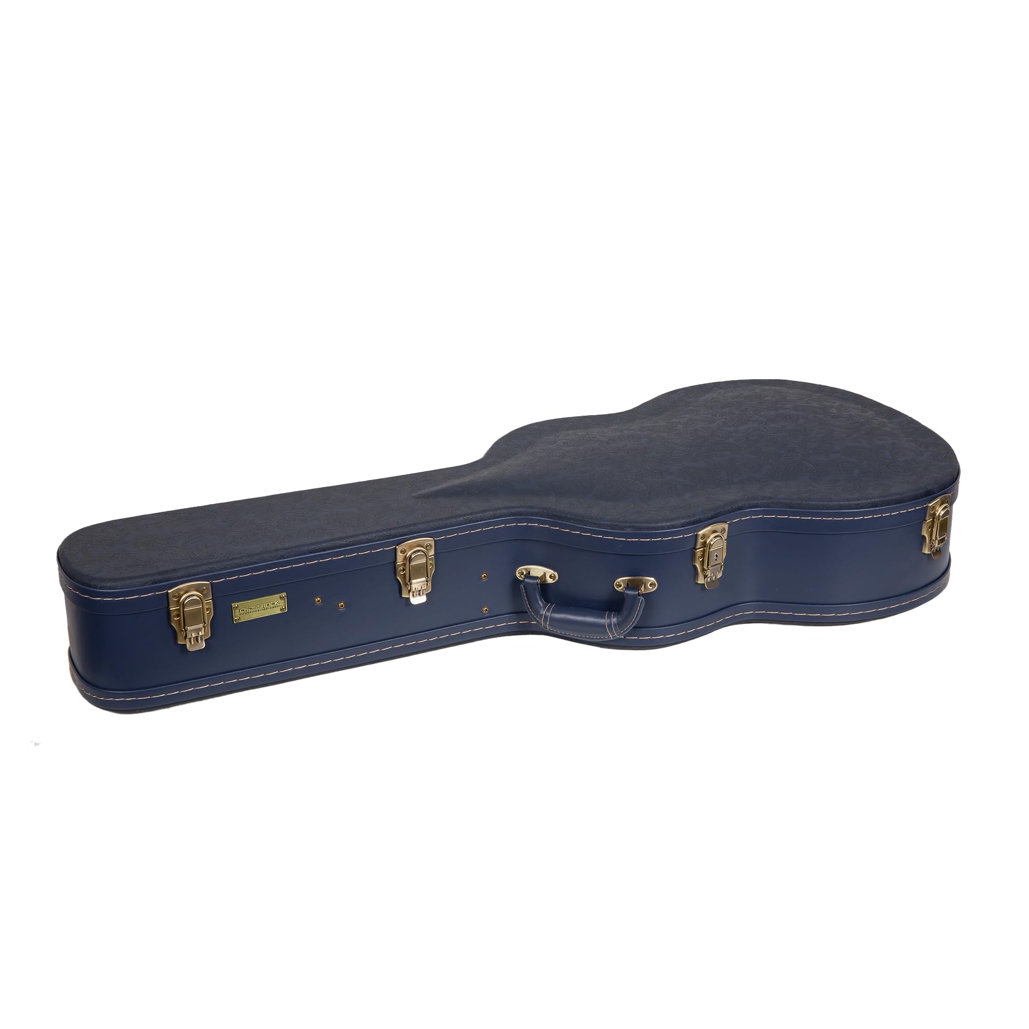 Crossrock Custodia in legno per chitarra classica 4/4 | Finitura scolpita Red Wood, interno peluche avorio, serratura – Premium Wooden Hardshell Relief Series