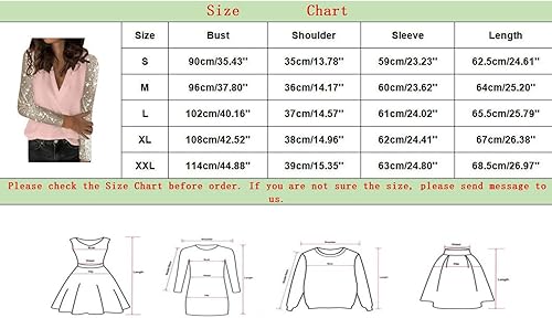 Miniatura 5 de FAMOORE Elegant Office Women's Sequin Stitched Long Sleeved Blouse with Loose V Neck Pullover Exercise Shirts Women Pack