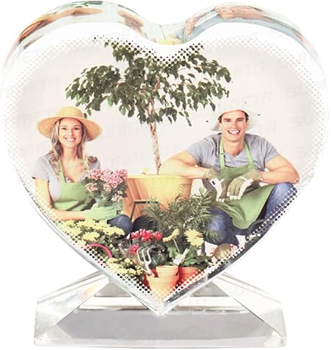 Miniatura 3 de Marco de fotos de cristal personalizado con forma de corazón, marco de placa de impresión de imagen, marco de soporte de placa de escritorio para