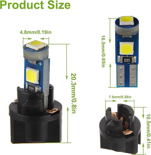 Miniatura 3 de T5 3SMD LED blanco 3030 DC 12V PC74 PC37 PC2721 Ancho del vehículo Indicato Luz de lectura Luz de etiqueta con enchufes giratorios (paquete de 20