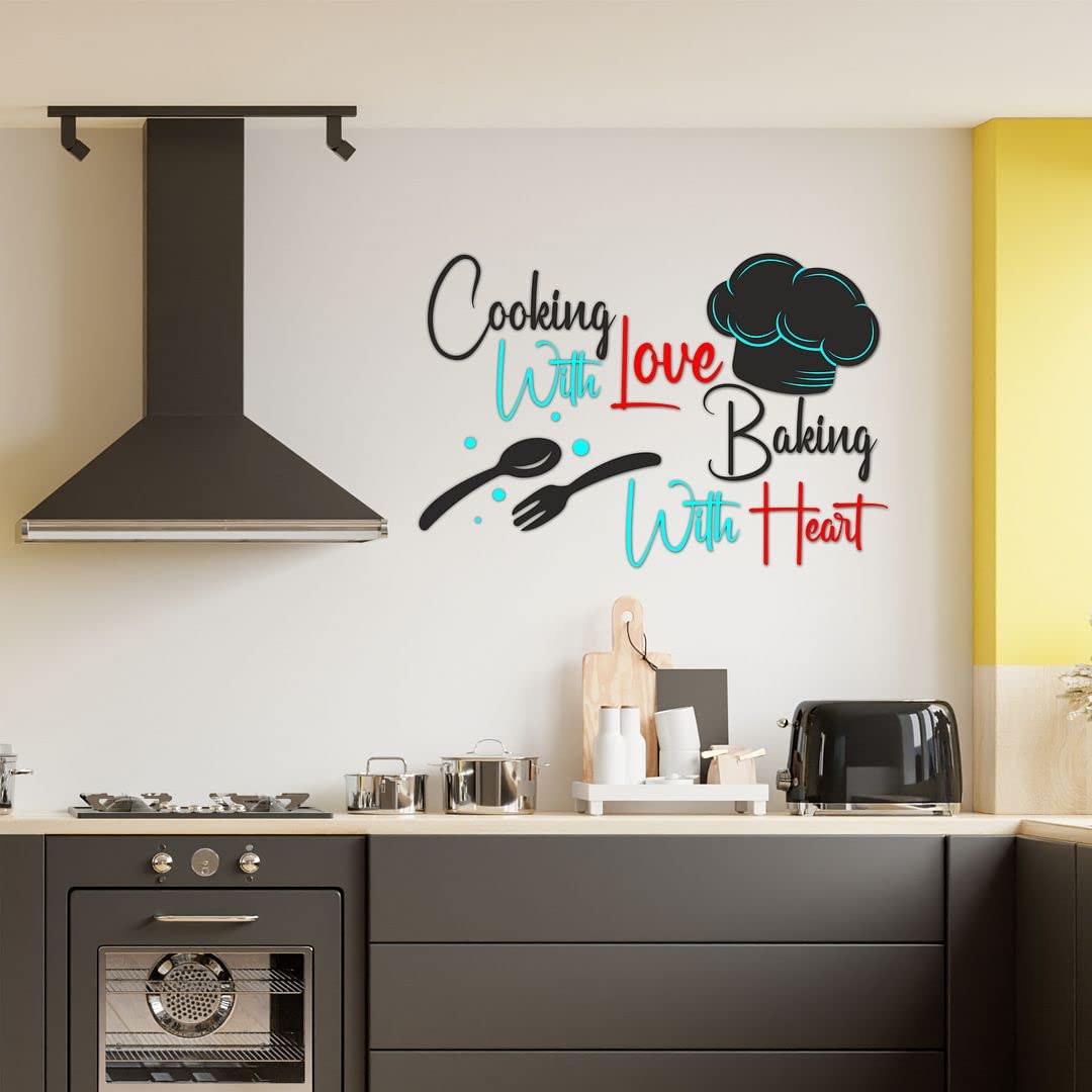 CVANU Cooking_with Heart Quotes Kitchen Wall Sticker Waterproof Vinyl for Wall Decor Kitchen, Hotel, Canteen Multicolour Size(34.2inch X 23inch)_C16 (B09ZL2BNJP) Amazon Price History, Amazon Price Tracker