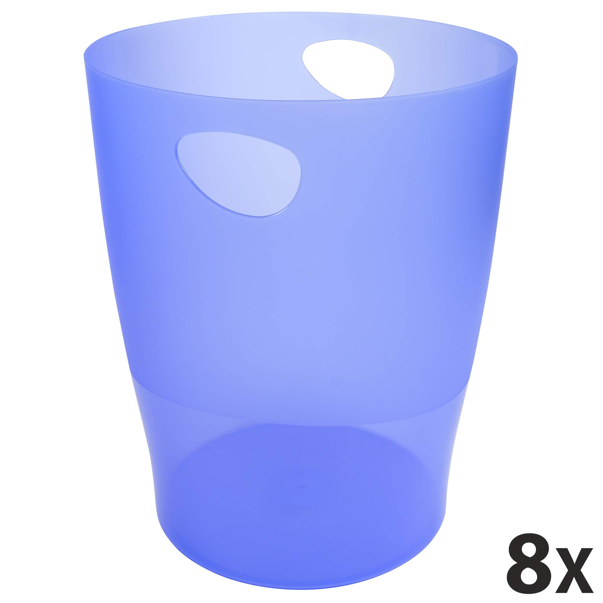 Exacompta 45310D 8er Pack ECOBIN Papierkorbiter mit Griffen. Eleganter und robuster Papierkorb und Mülleimer im modernen Design eisblau 15 L – Bild 4