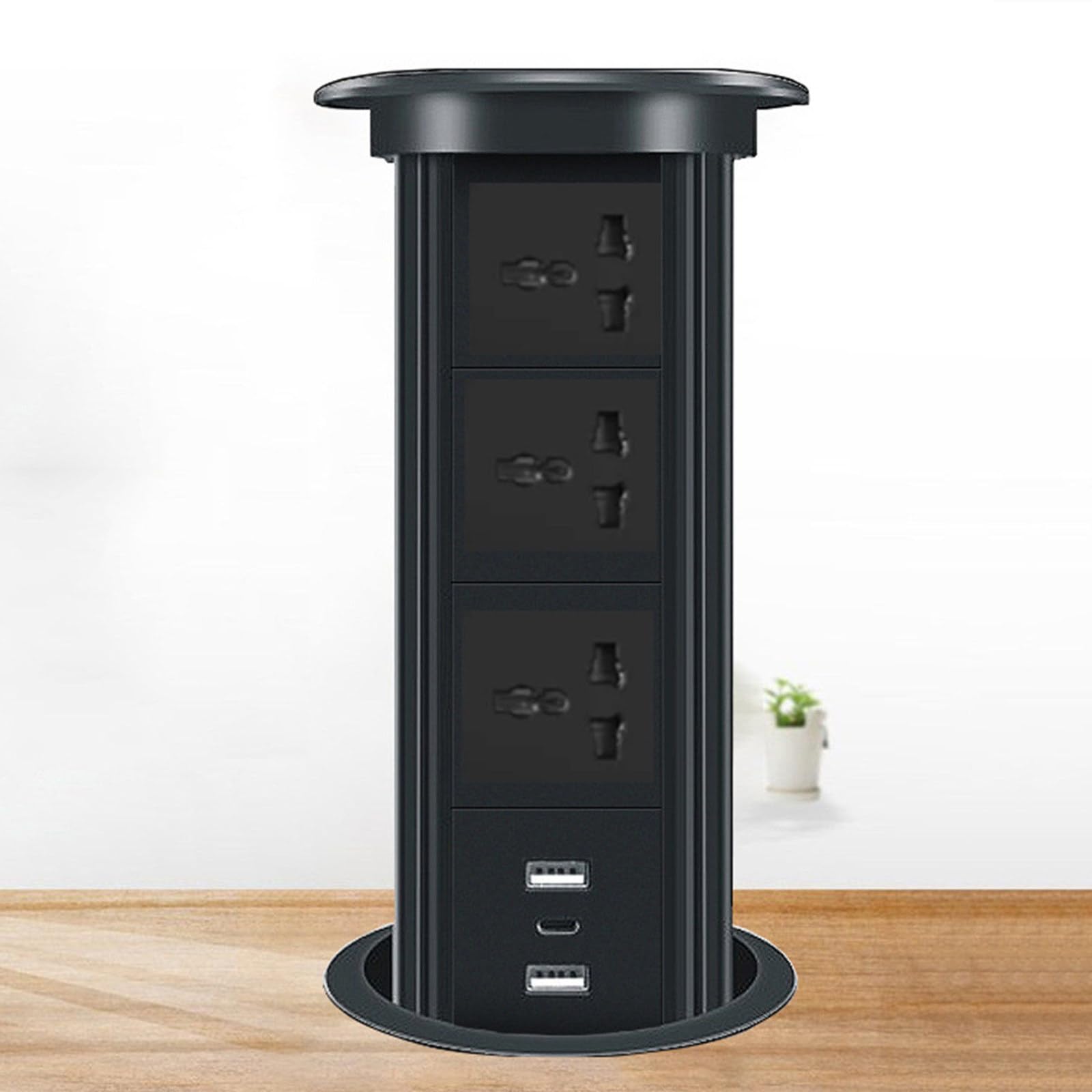 Presa elettrica a scomparsa, installazione nascosta/ricarica wireless/combinazioni di moduli multipli, per isola cucina/scrivania/scrivania ufficio, nero,I