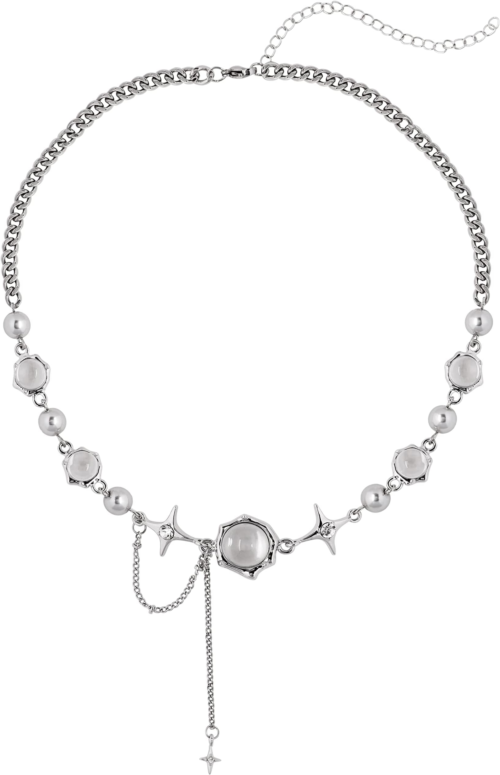 Women's Y2K Aesthetic Crystal Star Necklace, Gothic Grunge Choker for Women