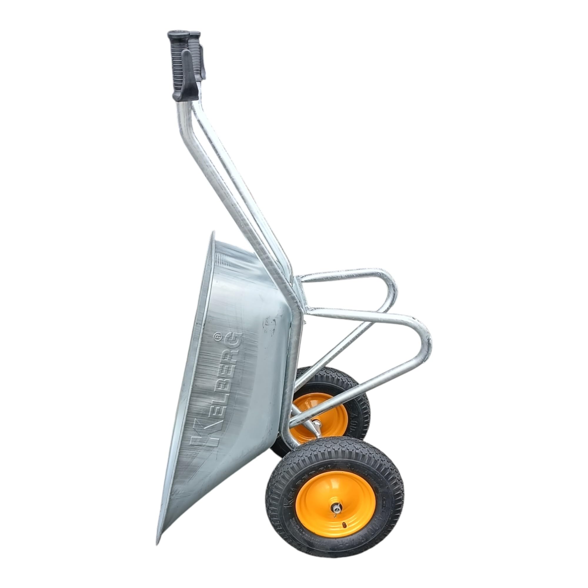 Schubkarre Agro 130L – 2-Rad – verzinkte Stahlmulde – stabile BAU-Schubkarre – 200 kg Traglast – für Garten, Hof & Baustelle 400-8 4PR Rad