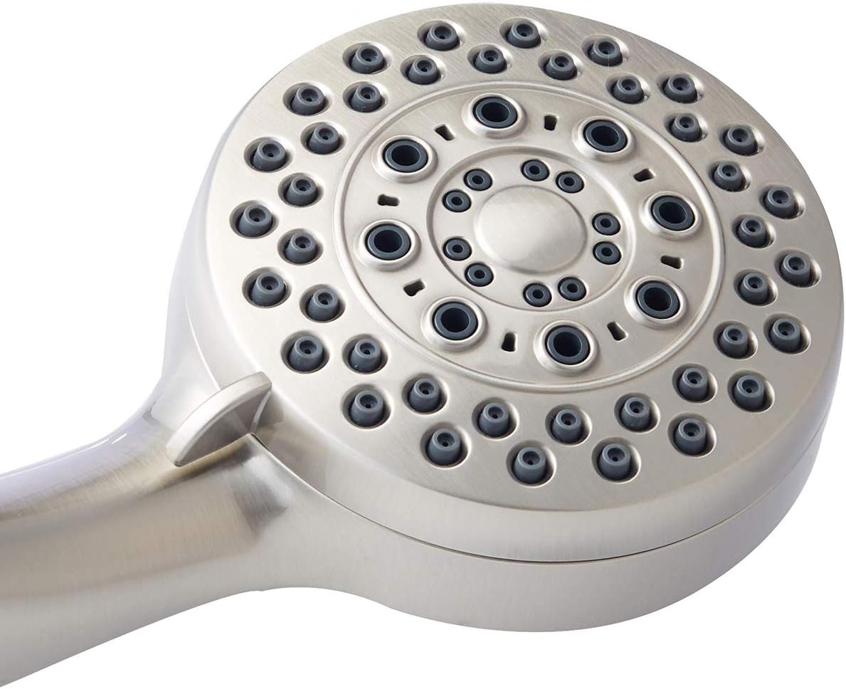 Amazon Basics 5 Function Hand Held Shower Head Set, Satin Nickel