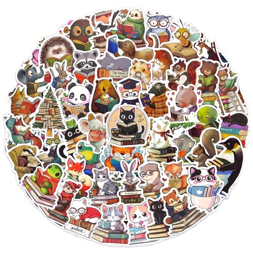 Animal Bookish Stickers - 120 Pcs Waterproof Vinyl Reading Book S...