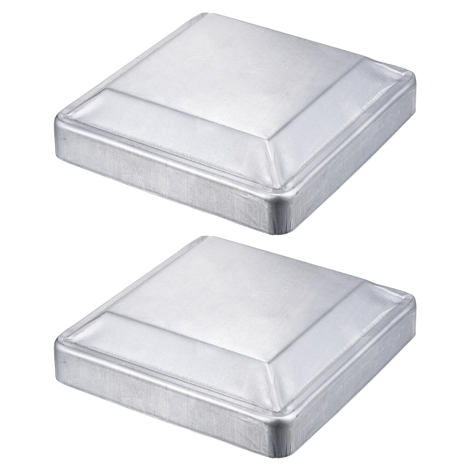 sourcing map 2Pcs Fence Post Cap Fit 6.1" x 6.1" OD Pipe, Galvanized Steel Deck Post Cover Square Decking Caps for Mailbox Outdoor Chain Link Wood/Metal Fence Deck Railing, Silver