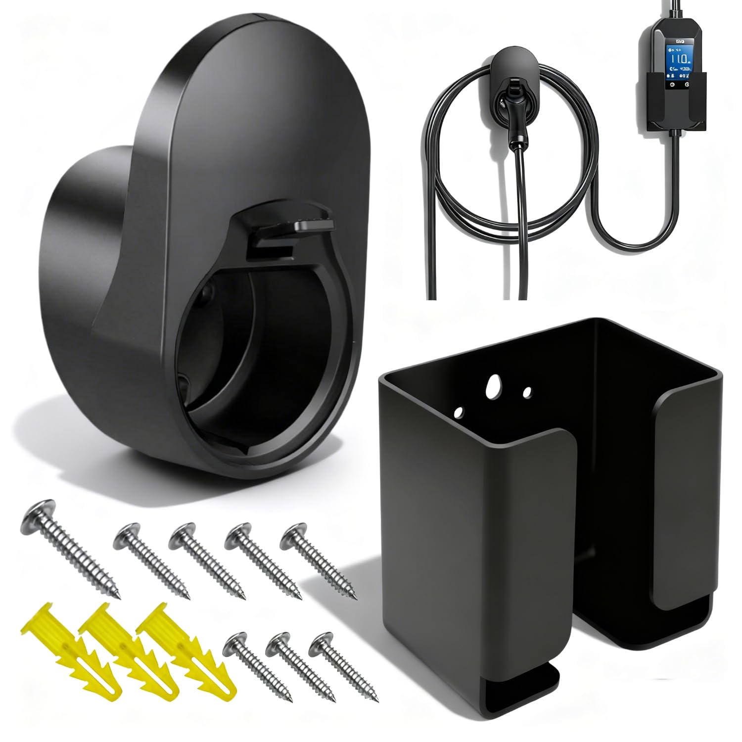 2 Wa-llb-ox con Cavo di Ricarica 2 in 1 Supporto a Parete per Ev Charger Holder Compatibile con la Presa Type 2 Resistente Colonnina Ricarica Auto Elettrica Accessori per Uso in Garage e All'aperto