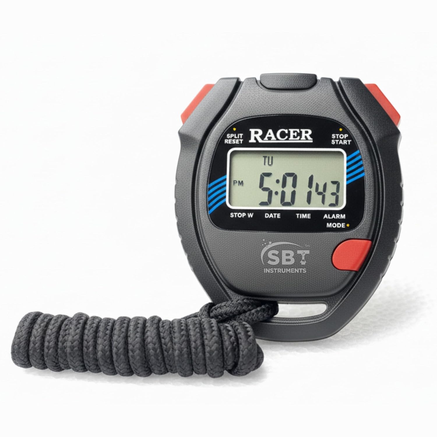 Digital Racer Stopwatch Timer Water Sweat Resistant Large LCD Display Time Date Alarm Lap Function Sports Training Stopwatch for Coaching Running Timing Use-image-25