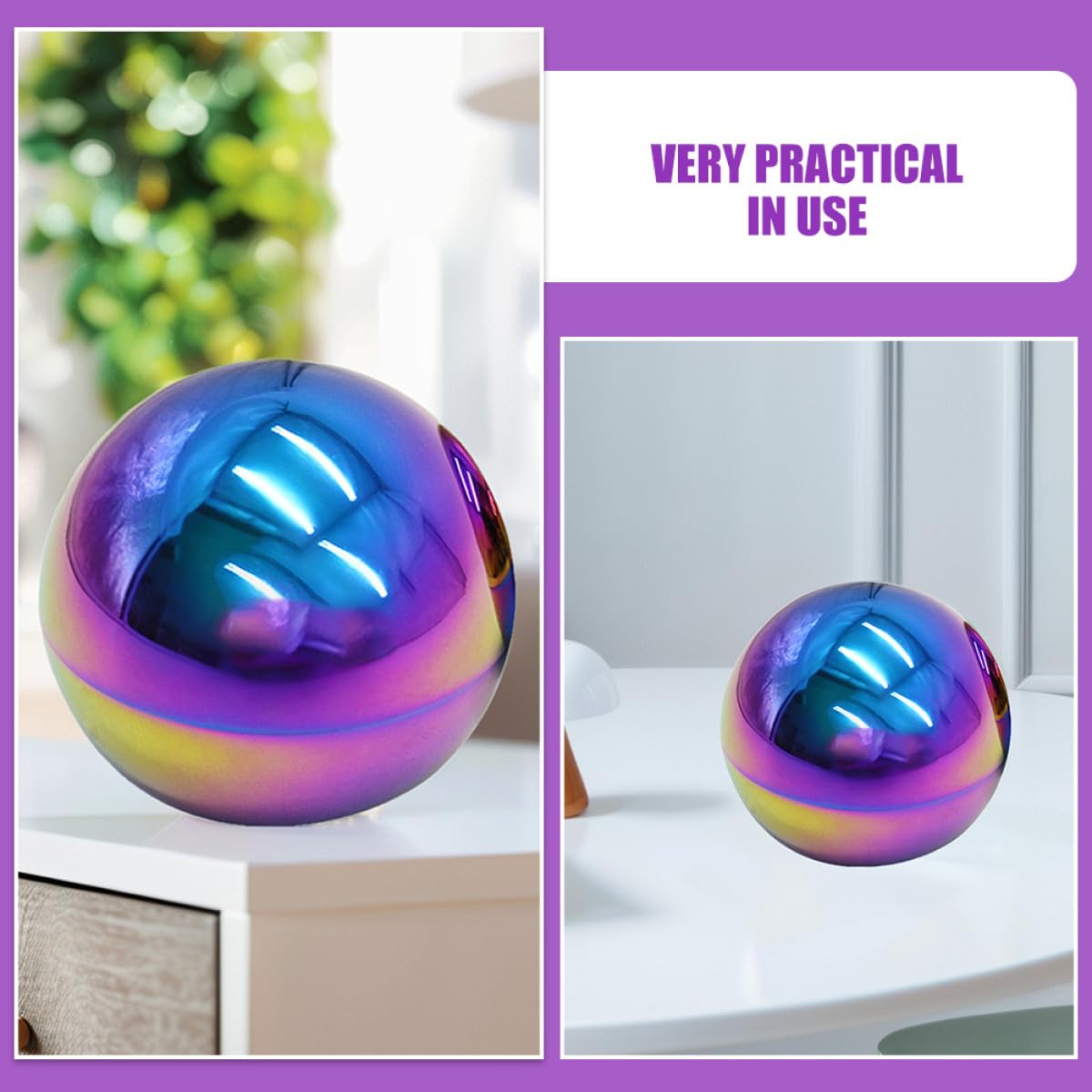 GALPADA Sfera Riflettente da Giardino in Acciaio Inox Lucidata a Specchio 15 Cm, Set 2 Pezzi, Palla Decorativa Luminosa Portatile per Esterni, Accessorio Fotografico e Oggetto Decorativo