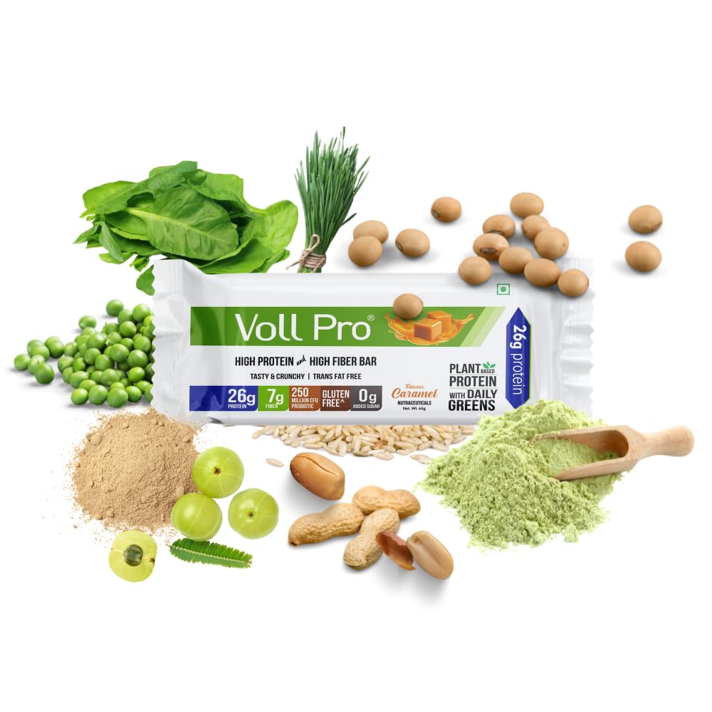 Voll Pro Plant Protein Bar with Daily Greens - High Protein 26g, Fiber 7g, 0g Sugar - Crunchy, Delicious Nutrient-Rich Protein Bars, 65g Bar (Pack of 12) (Pack of 12) — Amazon image 5