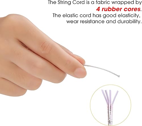 Miniatura 4 de Cuerda elástica metálica para pulseras, 0.039 pulgadas, 330 pies, cuerda elástica plateada para hacer joyas, collares, cuentas, cuerda de
