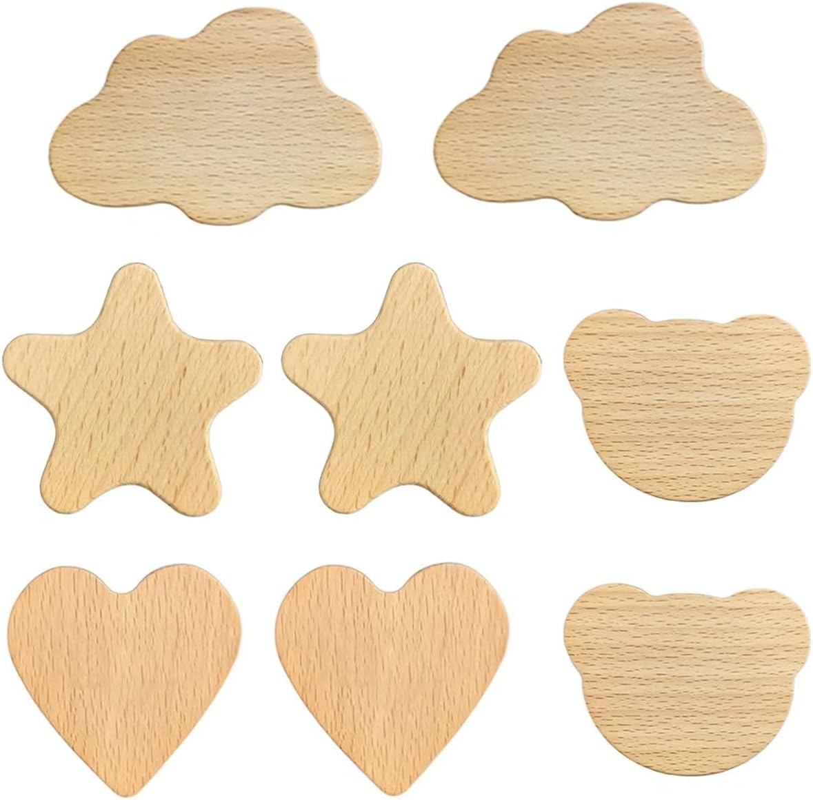 Set of 8 Natural Wood Furniture Knobs Decorative Wood Dresser Knobs,Cute Knobs for Cabinets,Doors, Dresser, Kitchen Cabinets and Cupboards,Nursery Drawer Handles for Decor