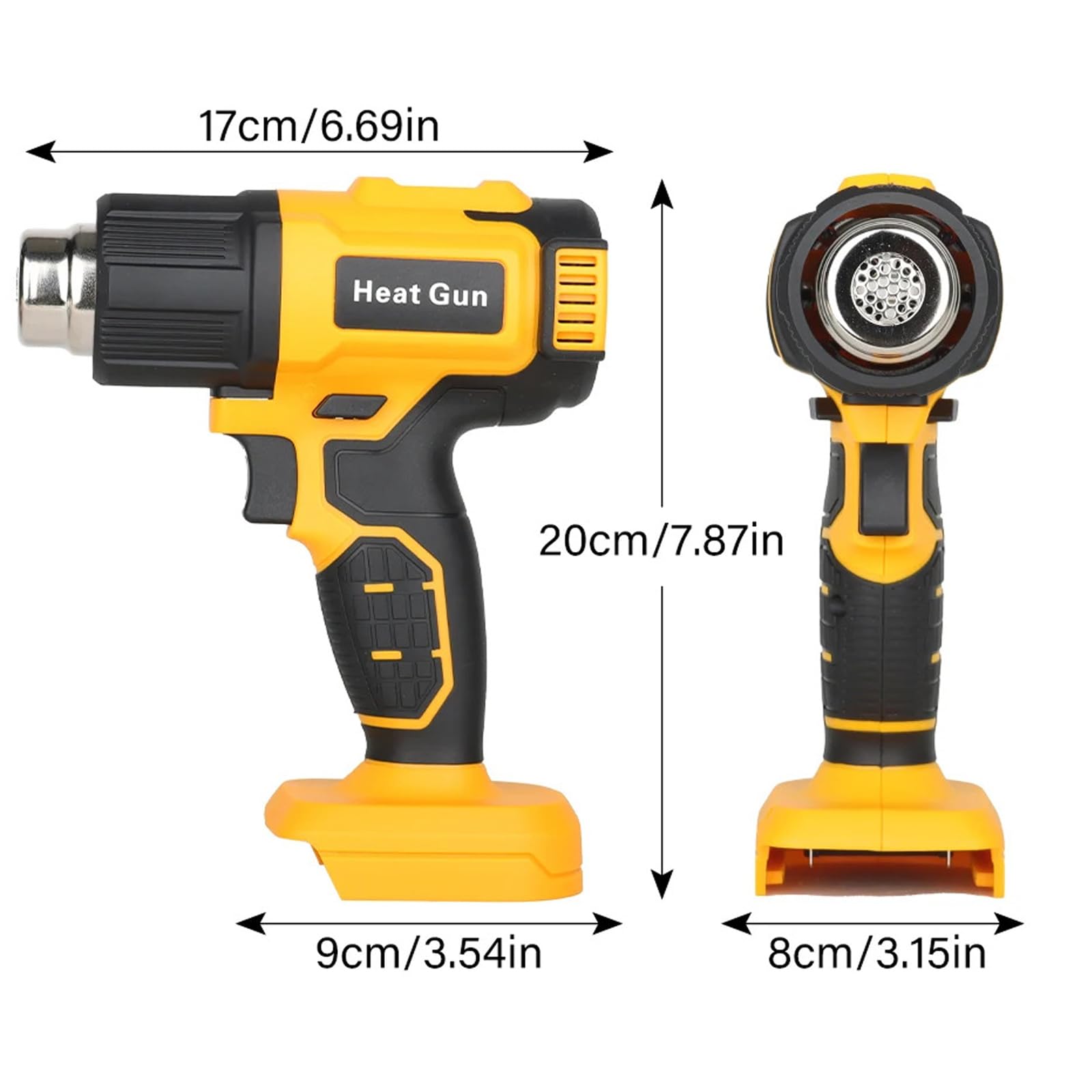 Pistola de calor inalámbrica con 3 boquillas, control de volumen de aire de 6 velocidades, temperatura ajustable de 50 a 500 °C, calentamiento rápido para profesionales y proyectos de bricolaje