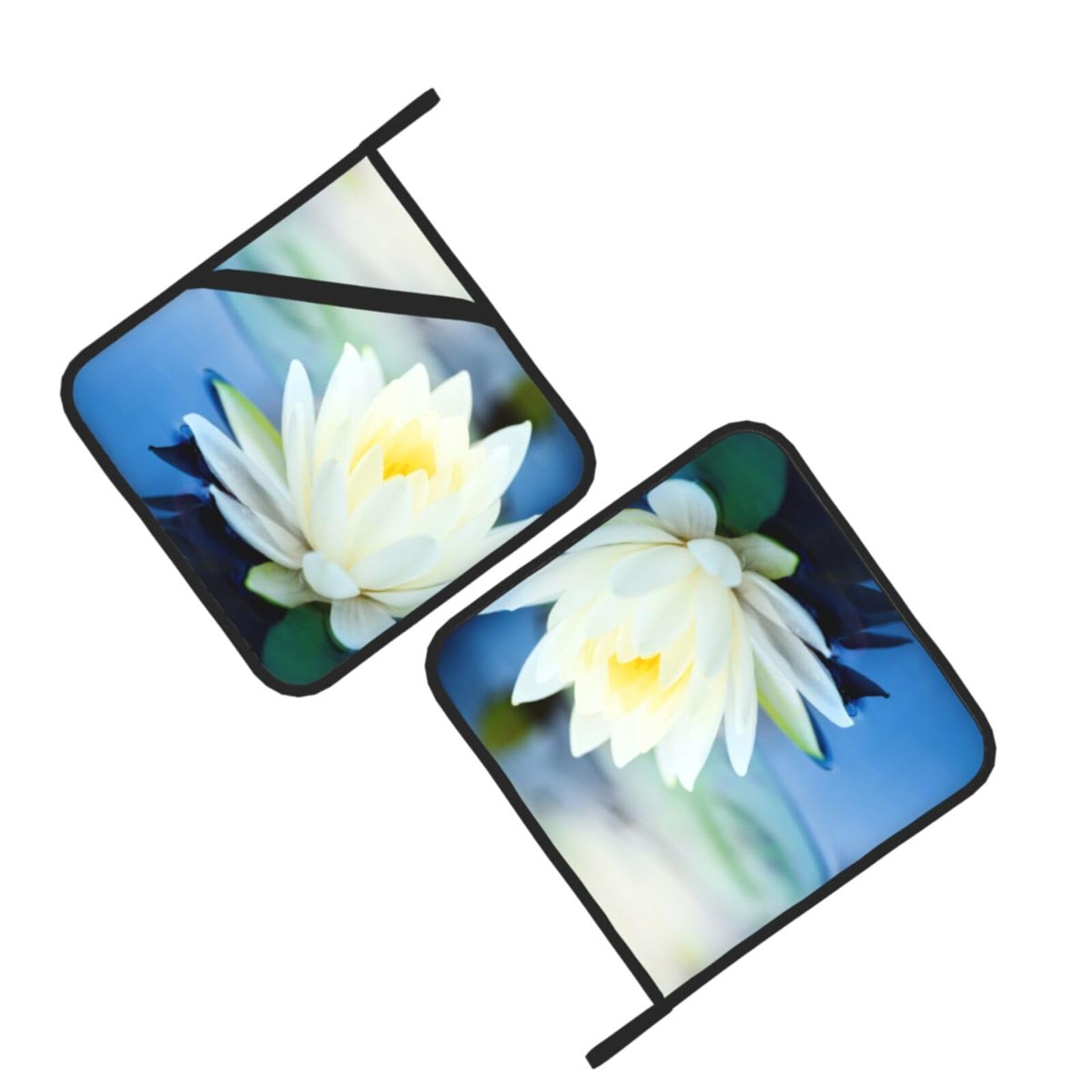White Lotus Flowers Printed Oven Pot Holders Set of 2 Pcs Heat Resistant Kitchen Microwave Potholders for Cooking Baking Grilling