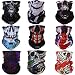 Yerwal 9pcs Windproof Seamless Skull Face Mask for Riding Cyclin Motorcycle Multifunctional Headwear Tube Mask Bandana Magic Wicking Headbands Outdoor UV Dustproof Face Mask (#1 Skull)