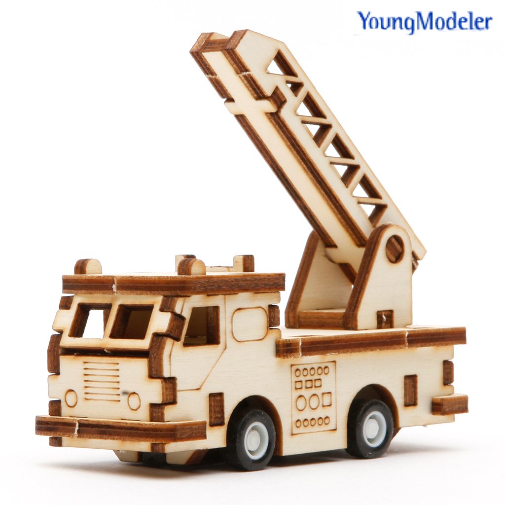 Desktop Wooden Model Kit Run! Fire Truck / YG861-26 by YOUNGMODELER