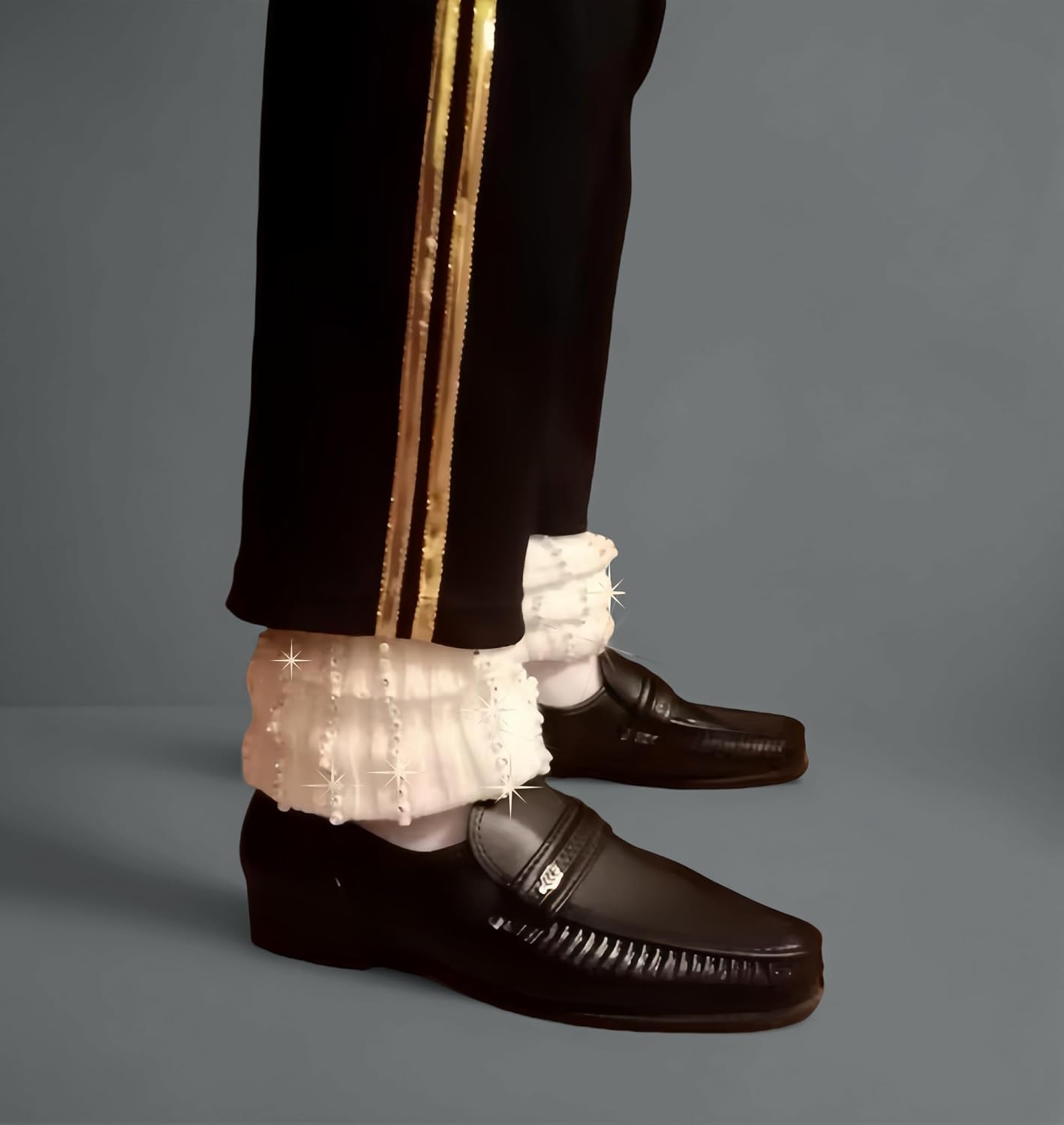 Handmade Sew onto Twinkling Ankle Socks Michael Dancing Cover Baggy Impersonator Adults Leg Warmers