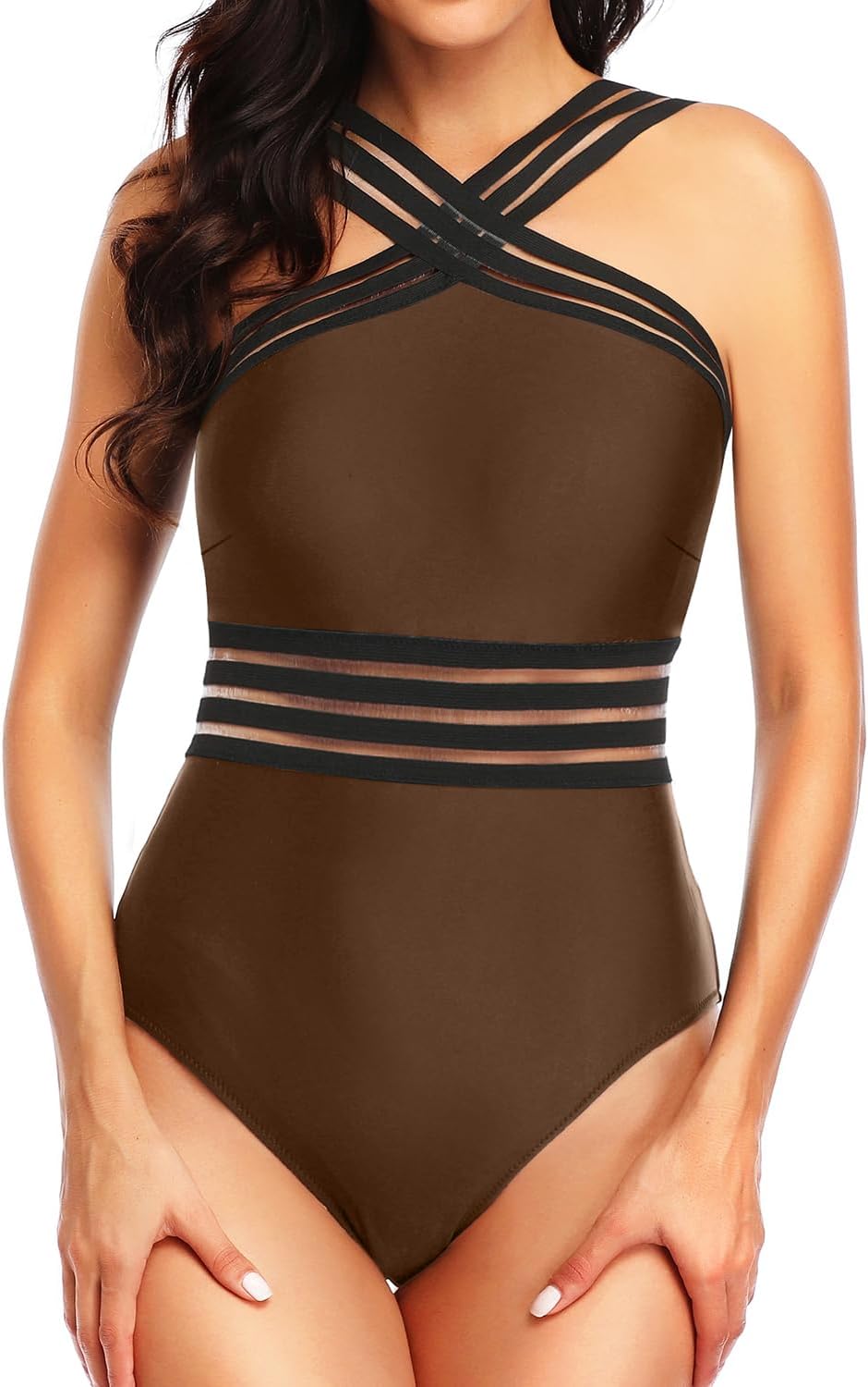 Tempt Me Women Crisscross One Piece Swimsuit Tummy Control Bathing Suit Front Crossover Swimwear