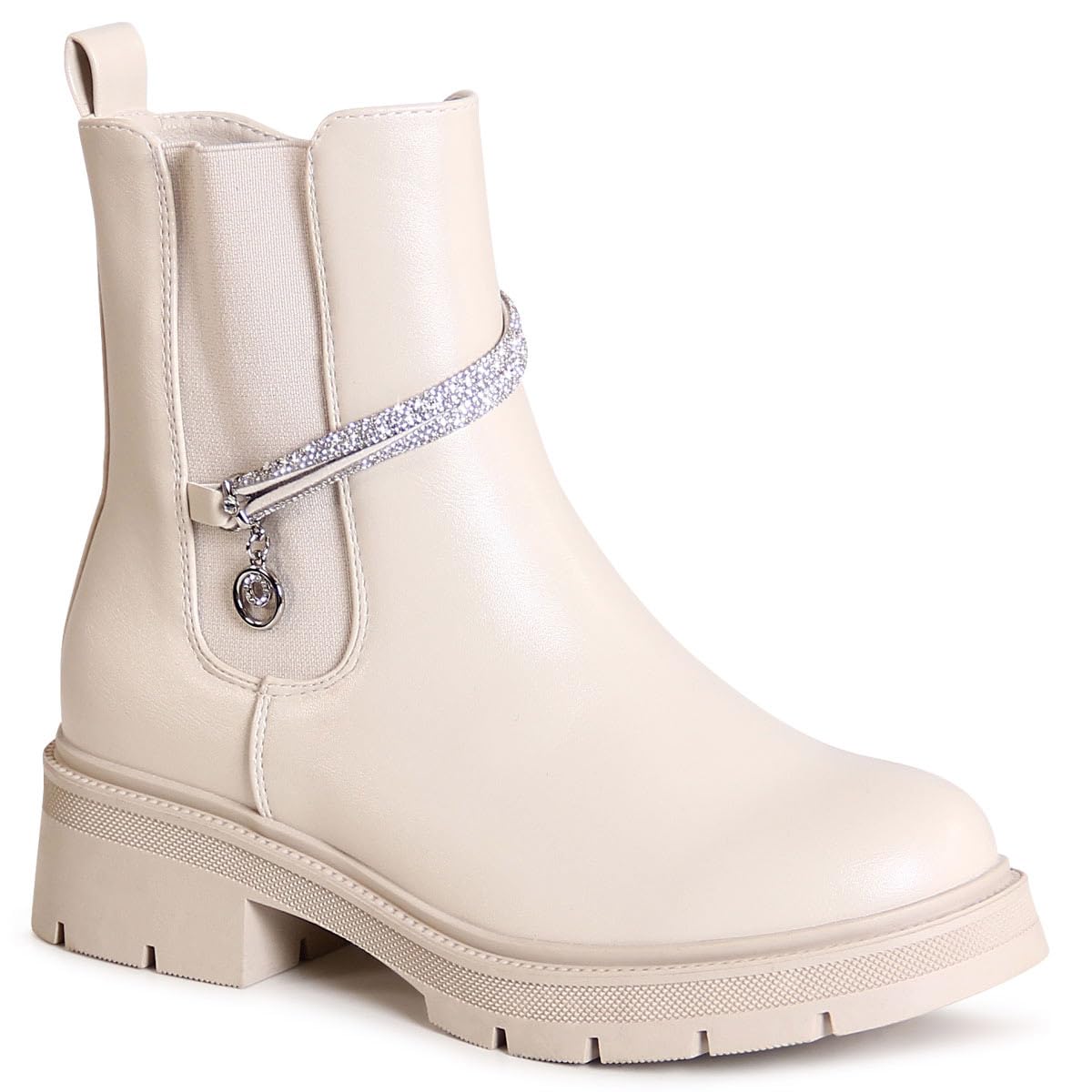 3114 Damen Plateau Stiefeletten Glitzer Chelsea Boots