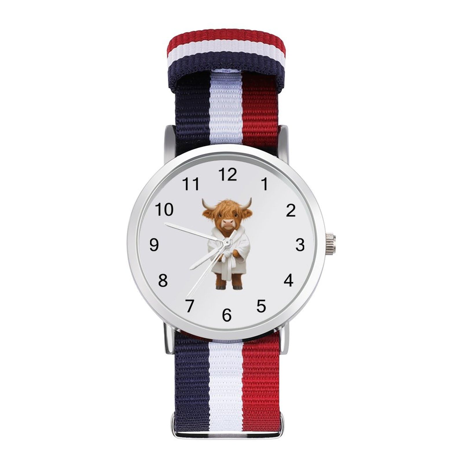 Highland Cow Wearing Bathrobe Funny Wrist Watches for Men Women Fashion Graphic Watch for Work Workout