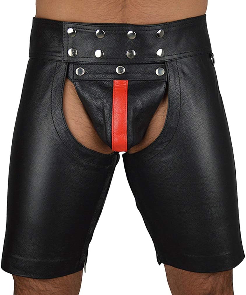 KILLREAL Men's Faux Leather Underwear Shorts Leather Boxers Briefs with Lace up
