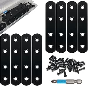 Paquete De 20 Soportes Rectos Negros, 6.5 Pulgadas, 6.5 Pulgadas, Soportes De Metal Para Tirantes, Placas De Unión Resistentes Para Valla De Madera