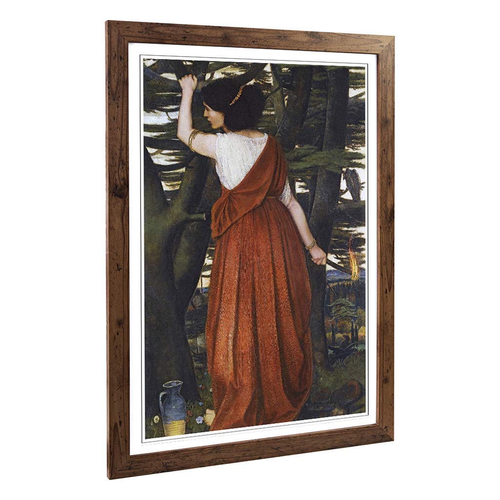 Big Box Art Framed Print of John Roddam Spencer Stanhope Lady with a Torch Design | Wall Art Picture| Home Decor for Kitchen, Living Room, Bedroom, Hallway, Walnut, A2 / 24.5x18 Inch / 62x45cm