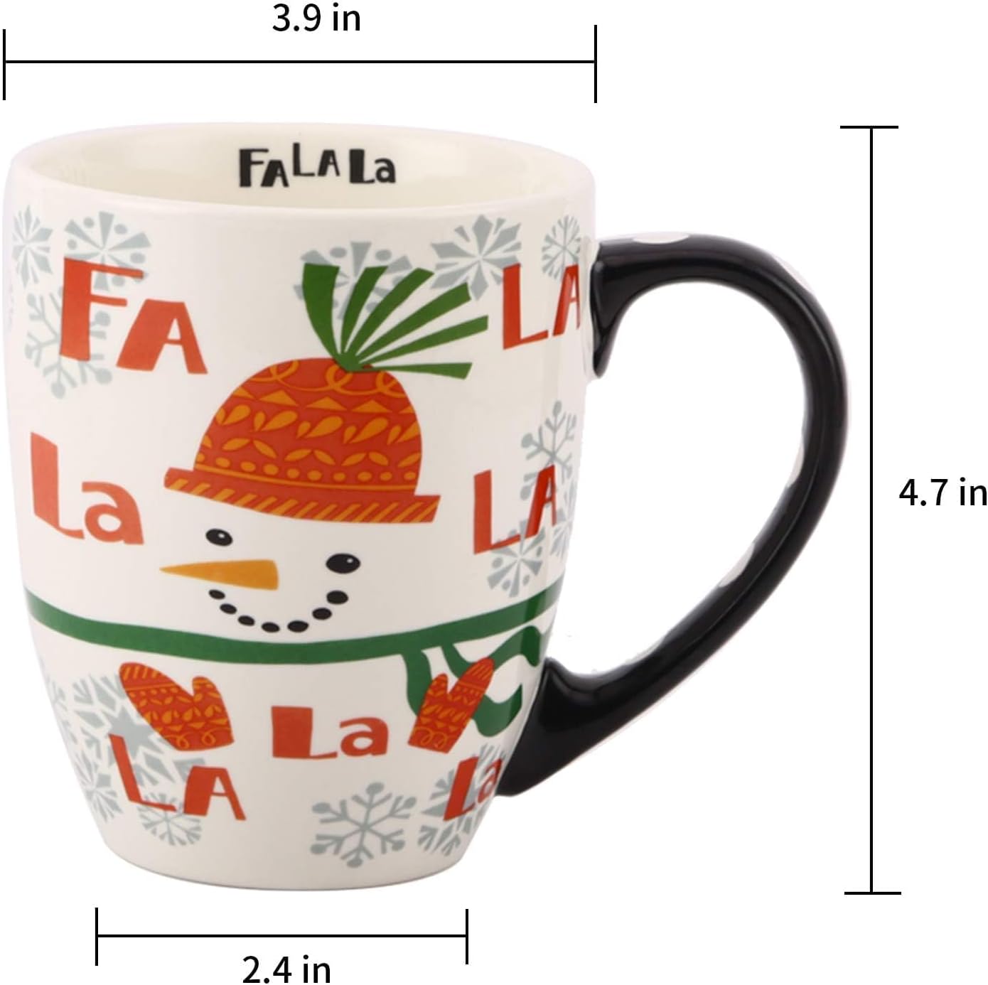 Topadorn 18 oz Christmas Mugs Set of 4, Ceramic Coffee Cups with Snowman & Christmas Hat Design - Gift for Family and Friends, Ideal for Holiday Party, Hot Chocolate, Tea - Image 8