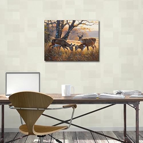 Miniatura 3 de TISHIRON Full Drill - Kit de pintura de diamante 5D con diseño de paisaje de diamantes de ciervo salvaje, kits de arte de diamantes para niños, kits