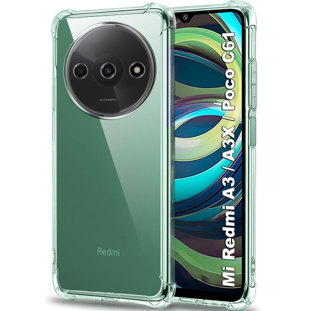 TheGiftKart Crystal Clear Back Cover Case for Mi Redmi A3 / A3X / Poco C61 | Shockproof Soft TPU Case | Cushioned Edges for Ultimate Protection Case for Redmi A3 / A3X / Poco C61 (TPU, Transparent) (B0CWQZNBK9) Amazon Price History, Amazon Price Tracker