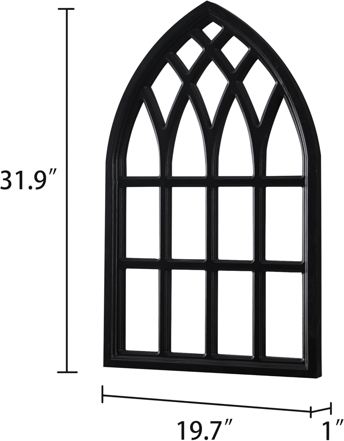 Sintosin Vintage Black Arched Window Frame Wall Decor 20 X 32 Inch, Hanging Wood Frame Rustic Cathedral Wall Decor for Living Room Bedroom Hallway Halloween Thanksgiving Christmas