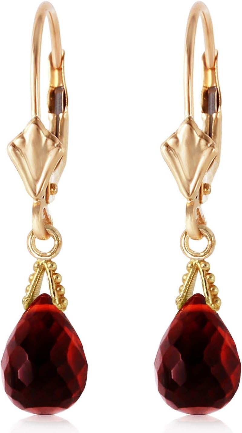 4.5 Carat 14k Solid Gold Leverback Earrings Briolette Garnet - Image 3