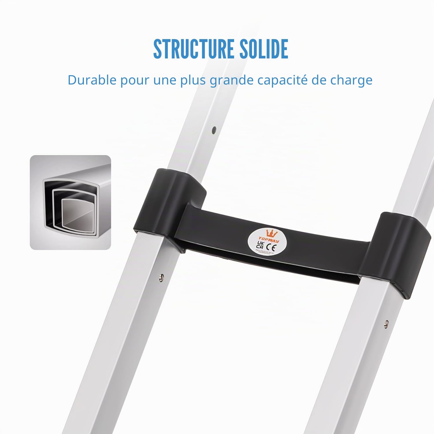 TOPWAY Chariot Pliant Escaliers en Aluminium Escalade Pliable Diable Chariot Sac Brouette Capacité de Chargement de 70 Kg Hauteur Réglable avec 6 Roues, 4 Roues Pivotantes et Cordon