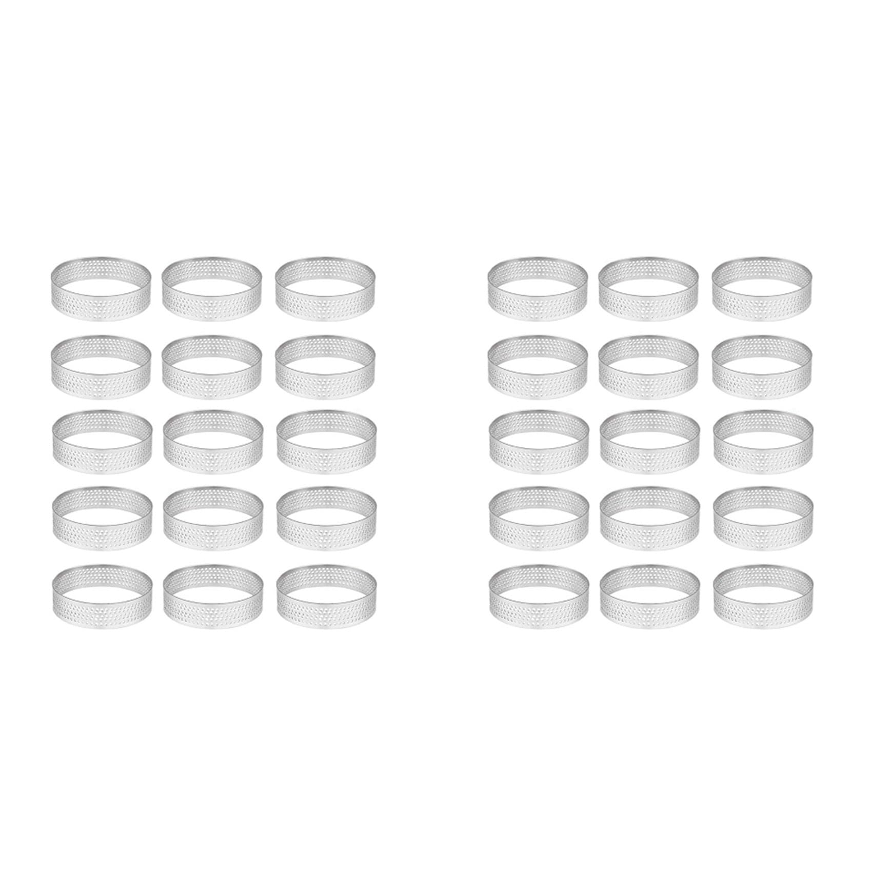 Vjsujehgy 30 Pack Stainless Steel Tart Ring, Heat- Perforated Cake Mousse Ring, Round Ring Baking Tools