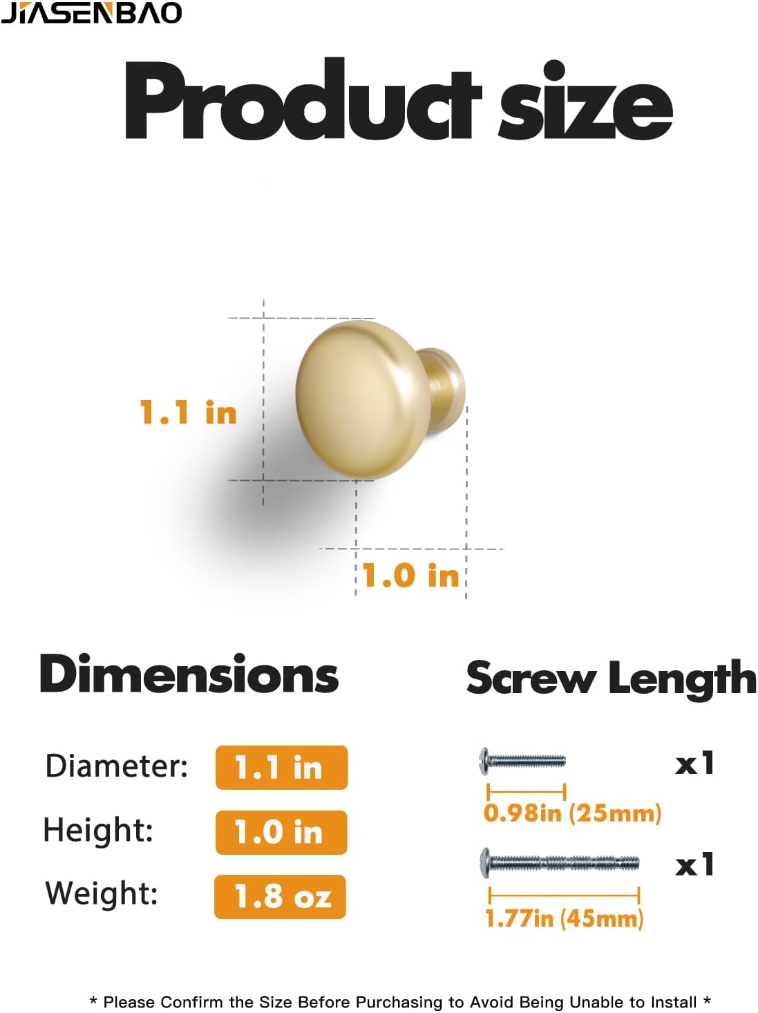 Brushed Gold Cabinet Knobs Round Brass Drawer Pulls Kitchen Cupboard Bathroom Dresser Cabinet Hardware Handles Zinc Alloy 2 Pack