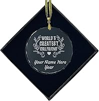 Vista 8 de LaserGram Personalized Glass Christmas Ornament, World's Greatest Girlfriend, Custom Laser Engraved Gift Idea (Rectangle Shape)