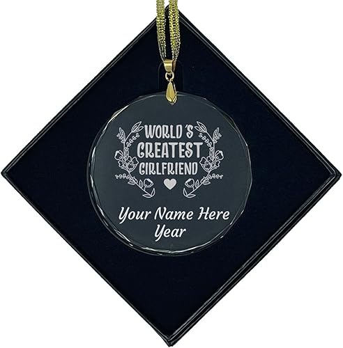 Miniatura 8 de LaserGram Personalized Glass Christmas Ornament, World's Greatest Girlfriend, Custom Laser Engraved Gift Idea (Rectangle Shape)