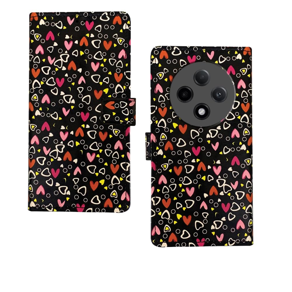 Inktree Oppo F27 Pro Plus 5G Flip Cover | Premium Leather Finish Flip Cover |Designer Printed Flip Cover for Oppo F27 Pro Plus 5G - Black Hearts (B0D8962WZW) Amazon Price History, Amazon Price Tracker