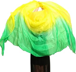 Vientre Bufanda De Velos Velos de seda for danza del vientre 200 cm 250 cm 270 cm Bufanda lanzada a mano Mantón Amarillo Naranja Rosa Púrpura Gradiente Tallas grandes. Gasa De Danza Del Vientre(Color