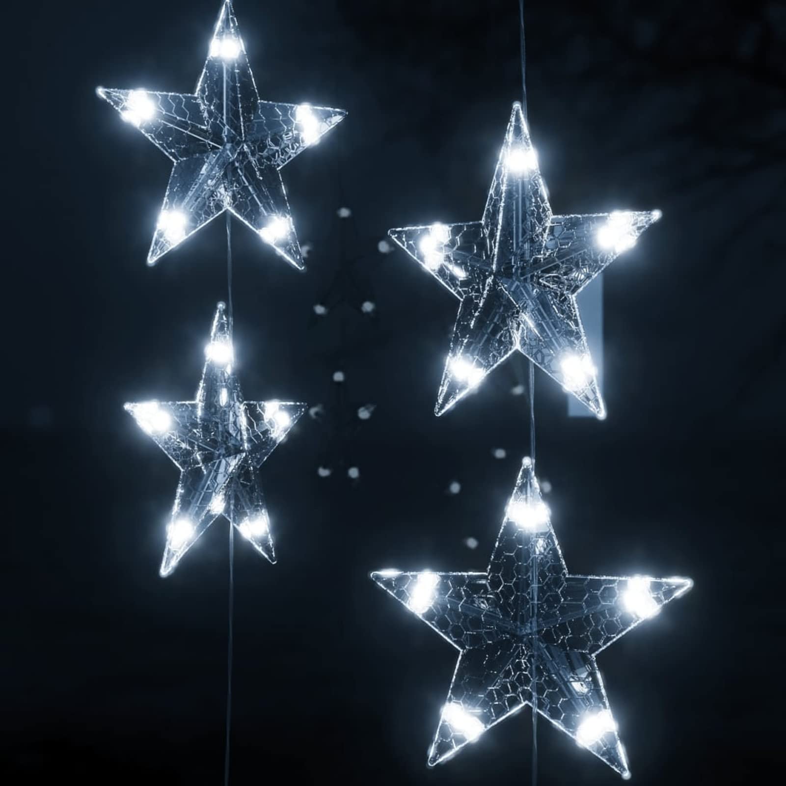Homgoday LED Sternenvorhang Lichterkette Weihnachtsbeleuchtung Weihnachtsdeko Lichtervorhang, 8 Modi, für Weihnachten, Party, Deko, Hochzeit, Garten, Balkon 500 LED Kaltweiß 8 Funktionen